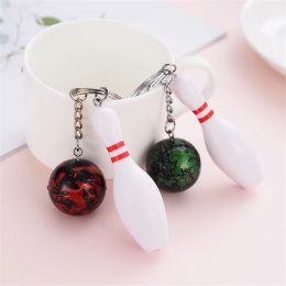 Funny Bowling Keychain for Women Men Bag Pendant Sports Car Keyring Ball Game Key Chains Friendship Souvenir Gift