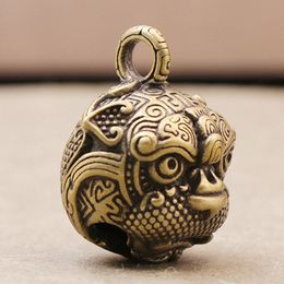 Good Luck Brass Bell Pendant Keychain Chinese Style Animal Bell Necklace Pendant Jewelry Handmade Vintage Keychain DIY Hanging