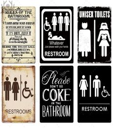 Toilet Sign Plaque Metal Vintage Bathroom Metal Sign Tin Sign Wall Decor for Toilet Bathroom Restroom5619844