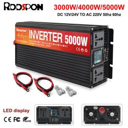 RDDSPON Pure Sine Wave Inverter 5000W 4000W 3000W Double Socket LCD Display DC 12V24V To AC 220V Voltage Converter Car Inverter