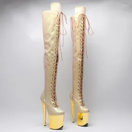 Dance Shoes Fashion Women 20CM/8inches PU Upper Plating Platform Sexy High Heels Thigh Boots Pole 500