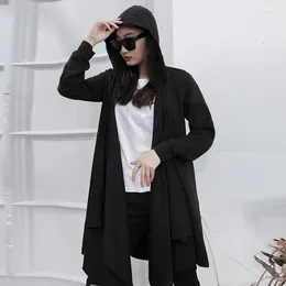 Women's Hoodies Ladies Hooded Coat Spring And Autumn Slim Classic Dark Fashion Trend Leisure Long Large Size Cardigan