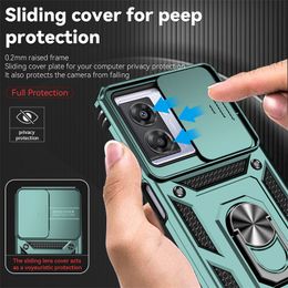 Slide Camera Lens Case For OPPO A57 A57S A77 A16 A16S A54S A74 A94 Reno 5 Lite Shockproof Armour Magnet Ring Holder Protect Cover