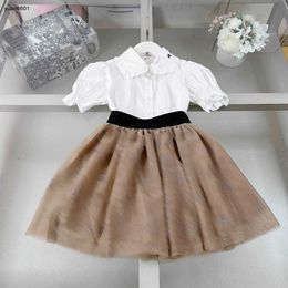 Popular baby tracksuits summer girls Dress suit kids designer clothes Size 90-150 CM Short sleeved shirt and lace skirt 24April