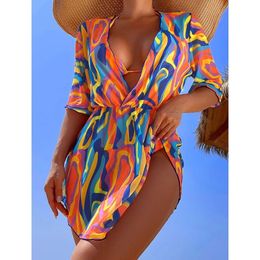 New Bikini Short Sleeved Top With Mesh Sunscreen And Anti Drift Hot Spring Swimsuit For Women