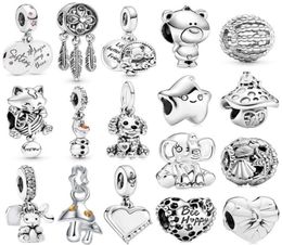 925 Silver Charm Beads Dangle 1Pcs New Cute Silver Star Cat Elephant Mushroom Pendant Bead Fit Charms Bracelet DIY Jewelry Accessories4882255