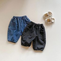 Trousers Boys Denim Shorts Summer 2024 Fashionable And Girls Baby Loose Solid Colour Casual Simple Kids Pants