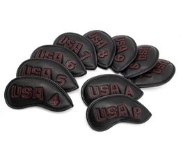 Golf Club Iron Cover Headcover Usa with Redwhite Stitch Golf Iron Head Covers Golf Club Iron Headovers Wedges Covers 10pcsset 227547689