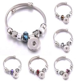 Charm Bracelets Elasticity Snap Button Bracelet Heart Crystal Bangles Beads Jewelry Making Fit 18MM Buttons1518700