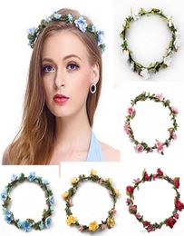 Beach Summer Flower Wreath Garland Crown Festival Wedding Bridal Bridesmaid Floral Headband BOHO Headdress Headpiece Hair Accessor2874706