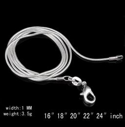 Top quality 50 pcs 925 Sterling Silver Smooth Chains Necklace Lobster Clasps Chain Jewellery Findings Size 1 MM 16inch --- 24inch2193848
