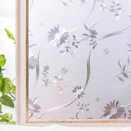 Window Stickers CottonColors Privacy Films Home Decorative PVC No-Glue 3D Static Flower Decoration Glass Sticker Size 60 X 200cm