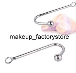 Massage 120g Stainless steel anal hook with beads hole metal butt plug anus fart putty slave Prostate Massager BDSM sex toy for me1682418