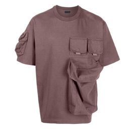 Oem Features Short Sleeve Multiple Tooling Pockets Decorative Crewneck Design Casual Comfortable Summer T-shirt for Men