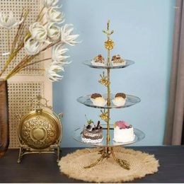 Plates Imported Brass Stainless Steel Three-layer Cake Racks Luxury American Afternoon Tea Plum Decorative Art Fruit Plate