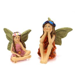 Mini Fairy Figurines Elf Set Resin Crafts Micro Landscape Angel Statue Waterproof High Temperature Resistant for Garden Decor