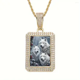 Pendant Necklaces 18K Gold Plated Stainless Steels Zircon Three Snow Wolf Wolves Necklace Mens Fashion Jewelry Party Birthday Gift