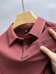 Designer Luxury T-Shirt For Mens Summer Non Iron Traceless Short Sleeve Korean Lapel Print Fashion Casual Mens Polo 240402