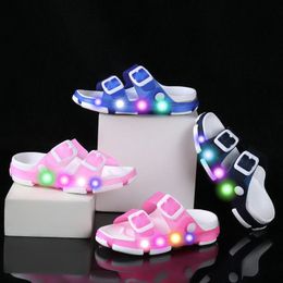 kids slides slippers beach LED lights sandals shoes buckle outdoors sneakers size 20-35 05Od#