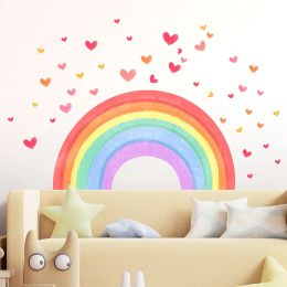 Big Rainbow Love Hearts Wall Sticker For Baby Room Nursery Decals DIY Self-adhesive Vinyl Murals Nordic Rainbow Poster Wallpaper