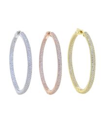 Summer Fashion Loop Earring Round Circle Micro Pave Cubic Zirconia 50mm Big Hoop Earrings Jewelry For Women Party Wedding Huggie2592424