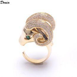 Donia Jewellery sheep head ring inlaid AAA zircon animal European and American exquisite luxury selling Zodiac jewelry240412