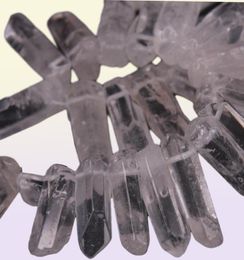 3538pcsStrand Large Size Raw Clear Crystal Quartz Top Drilled PointsPolished Natural Gems Tusk Stick Spike Pendant Beads Bulk 21261112