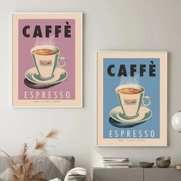 Retro Italian Espresso Coffee Wall Art Pictures Canvas Painting Poster And Prints For Cafe Living Room Home Shop Decor Gift