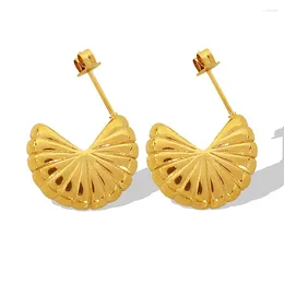 Chains OUDIANYA Jewellery EH238 SellingStainless Steel 18K Gold Plated Earrings Women's Scalloped Threaded Personalised