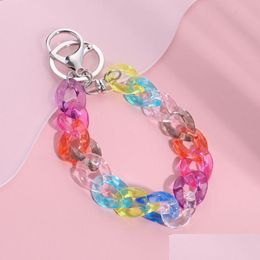 Keychains & Lanyards Colorf Acrylic Plastic Link Chain Keychain Colour Handmade Key Ring For Girls Handbag Drop Delivery Fashion Acces Dhqxt