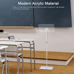 Acrylic Podium Stand Angle Adjustable Modern Lecterns & Pulpits for Classroom Concert Church Speech Easy Assembly Metal Base Cle