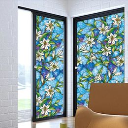 Window Stickers Decorative Film Privacy Glass Sticker Heat Insulation And Sunscreen Painted Orchids Decoration Adhesive For Home
