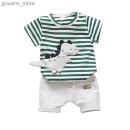Clothing Sets New Summer Baby Boys Girls Clothes Suit Children Cartoon Casual T-Shirt Shorts 2Pcs/Sets Toddler Cotton Costume Kids Tracksuits Y240412
