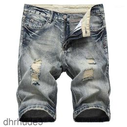Shorts jeans strappato dritti uomini estate nuovissimi da uomo Strate corto e elastico elastico Bike Denim 29-421 B5QQ B5QQ