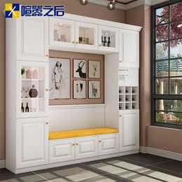 Storage Sofa Home Modern Minimalist Sideboard Cabinet with Card Holder Integrated Wall