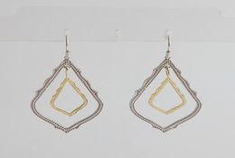 Mixed Metal Dangles Double Drop Earring with Cartons in Gold19673227662218