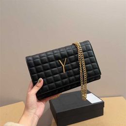 Chic caviar crossbody designer bag y-letter shoulder bags women leather handbag gold chain messenger bag Solid lady clutch bag wallet purse 231215