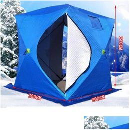 Tents And Shelters Portable Ice Fishing Shelter Easy Set-Up Winter Tent Waterproof Windproof Good For In Cold Days Drop Delivery Sport Dhxft