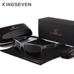 Sunglasses KINGSEVEN Aluminum Square Men/Women Polarized Coating Mirror Sun GlassesEyewear Sunglasses For Men 240412