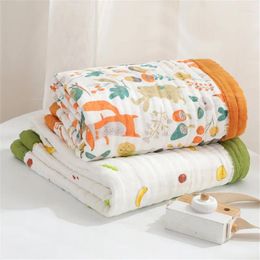 Blankets Muslin Blanket Cotton 6-Layer Bedding Quilt Born Soft Thicken Gauze Swaddle Baby Cartoon Wrap Bath Towel