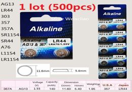 500pcs 1 lot AG13 LR44 303 357 357A SR1154 SR44 A76 L1154 LR1154 155V alkaline button cell battery coin batteries 8343299