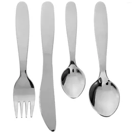 Dinnerware Sets Forks Tableware Children Spoon Stainless Steel Cutlery Kids Kit Flatware Reusable Silverware
