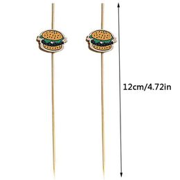 100 Pcs Hamburger Garnish Bamboo Skewers Fruit Sticks Party Buffet Food Picks Sandwich Decor Insert Sticks Bar Cocktail Picks