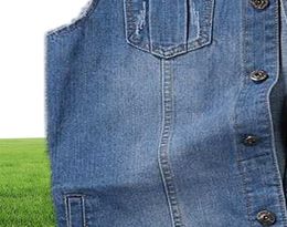 Plus Size 8XL 7XL 6XL 5XL Cotton Jeans Sleeveless Jacket Vest Men Denim Jeans Vest Male Cowboy Outdoors Waistcoat Mens Jackets13633902