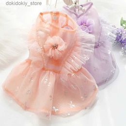 Dog Apparel Do Clothin Summer Thin Cat Princess Skirt Lihtweiht Tulle Frill Ede Pink Purple Dress Pet Clothin L3635 L49