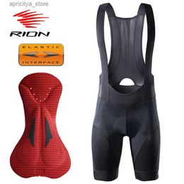 Cycling Shorts RION Cycling Bib Shorts Men Summer Bike Underwear Elastic Interface Cushion MTB Mountain Bike Downhill 3D Padded Tights Bicyc L48