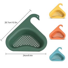 Plastic Kitchen Sink Drain Basket Animal Shape Lovely Triangular Fruit Cleaning Leftover Colander Restaurant Draining Rack Blue