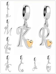 Classic Charm Letter AZ Crystal Pendant Bead Fit charms Silver Plated Original Bracelets Necklaces DIY Women Jewelry32691146249405