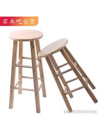 Solid wood bar chair bar stool high stool home dining round stool guitar stool ladder stool coffee stool shop front bar chair