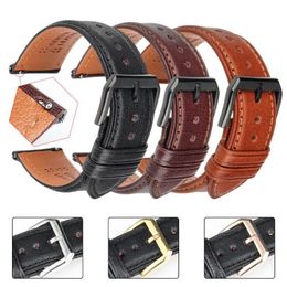 19 20mm 21 22 Mm 23 24 Leather Watch Strap Bands Quick Release Black Brown Smart Bracelet Wristband Men Women219D